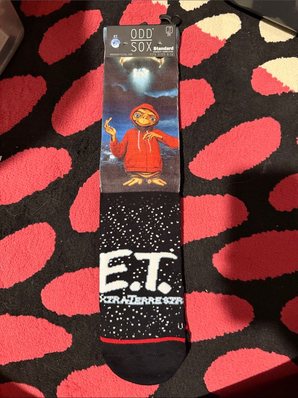 Odd Sox E.T. Graphic Crew Socks in Black and Red